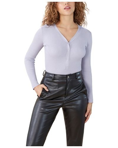 BCBGeneration Long Sleeve Bodysuit With Buttons - Gray