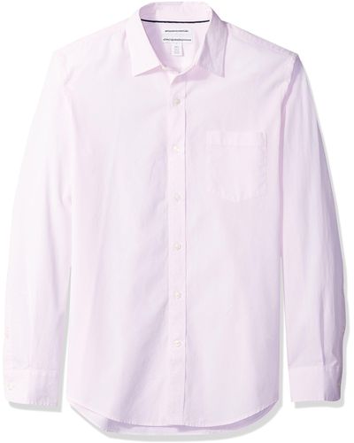 Amazon Essentials Camicia in Popeline a iche Lunghe Slim Uomo - Rosa