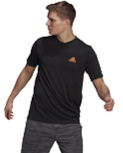 adidas Mens Designed To Move Feel.rdy T-shirt Black/true Orange Small
