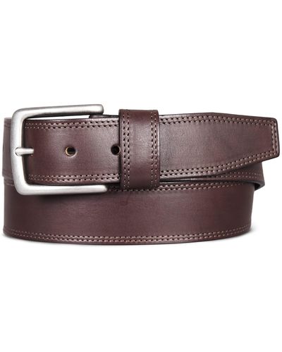 Lucky Brand Double Needle Stitched Leather Belt With Nickel Finish Buckle - Brown