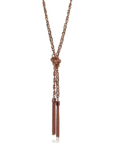 Guess Two-tone Long Knotted Tassel Lariat Necklace - Metallic