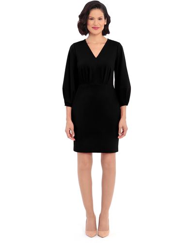 Donna Morgan Long Sleeve V-neck Dress - Black