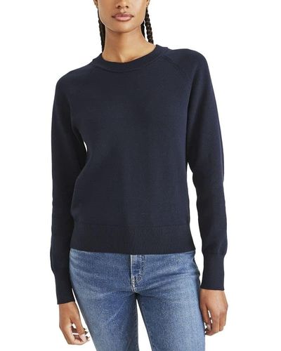Dockers Classic Fit Long Sleeve Crewneck Sweater, - Blue
