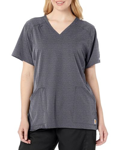 Carhartt Womens Multi-pocket V-neck Medical Scrubs Shirt - Gray