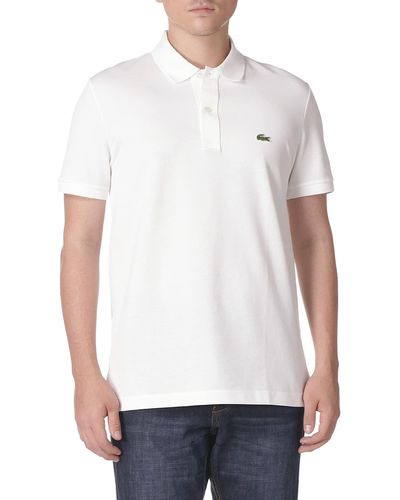 Lacoste Mens Classic Pique Slim Fit Short Sleeve Polo Shirt - White