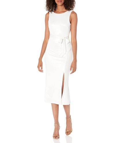 Dress the Population Karlie Satin Jersey Midi Dress - White