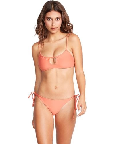 Volcom Standard Simply Seamless Skimpy Tie Side Swimsuit Bikini Bottom - Orange