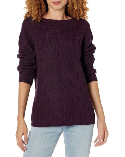 Tommy Hilfiger Cable Boatneck Everyday Sweater - Purple