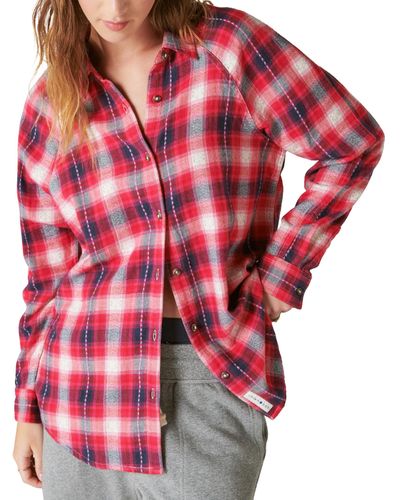 Lucky Brand Cotton Oversized Plaid-print Tunic - Red