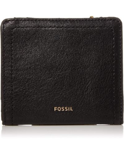 Fossil Logan Leather Wallet Rfid Blocking Small Bifold - Black