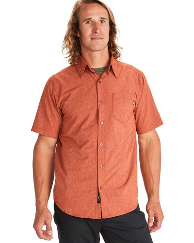 Marmot Aerobora Short Sleeve Button Down Shirt - Orange