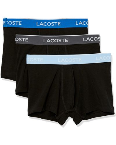 Lacoste Casual Classic 3 Pack Cotton Stretch Trunks - Black