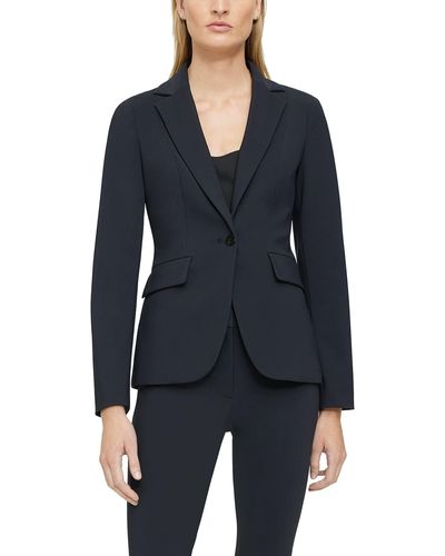 $1100 Theory Women's Red Classic Virgin-Wool 2 Button Suit Blazer