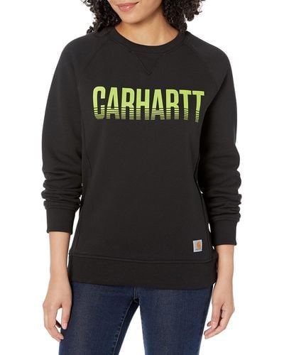 Carhartt Womens Midweight Relaxed Fit Graphic Crew Neck Sweatshirt Sweater - Black