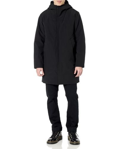 DKNY Water Resistant Hooded Logo Parka Jacket - Black
