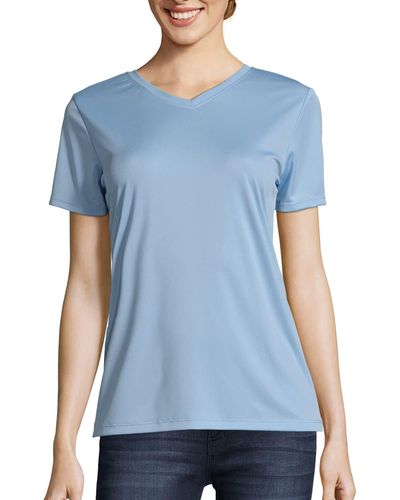 Hanes Cooldri Short Sleeve Performance V-neck T-shirt - Blue