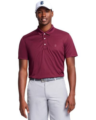 Izod Performance Golf Grid Short Sleeve Stretch Polo Shirt - Purple