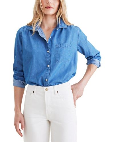 Dockers Regular Favorite Long Sleeve Collared Shirt - Blue