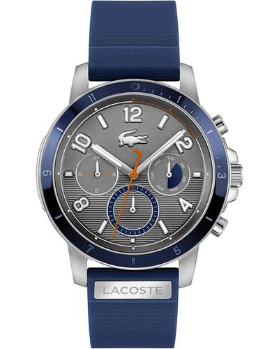 Lacoste Topspin Multifunction Stainless Steel And Leather Strap Casual Watch - Blue
