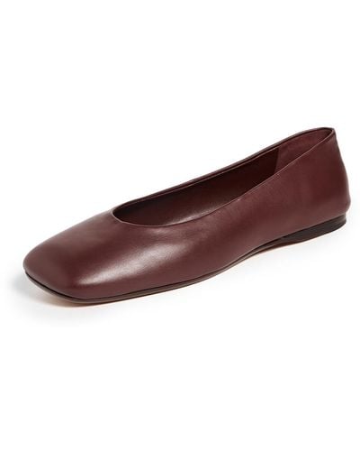 Vince S Leah Square Toe Ballet Flat Oxblood Red Leather 5 M - Brown