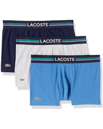 Lacoste Mens Iconic Lifestyle 3 Pack Cotton Stretch Trunks - Blue