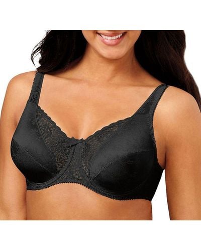 Playtex Womens Secrets Love My Curves Signature Floral Underwire Full Coverage Us4422 Bras - Black