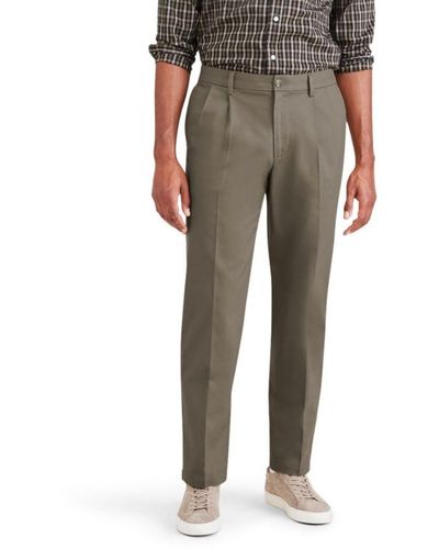 Dockers Classic Fit Signature Iron Free Khaki With Stain Defender Pants-pleated - Gray