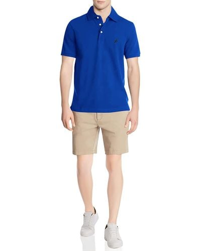 Nautica Herren Short Sleeve Solid Stretch Cotton Pique Polo Shirt Poloshirt - Blau