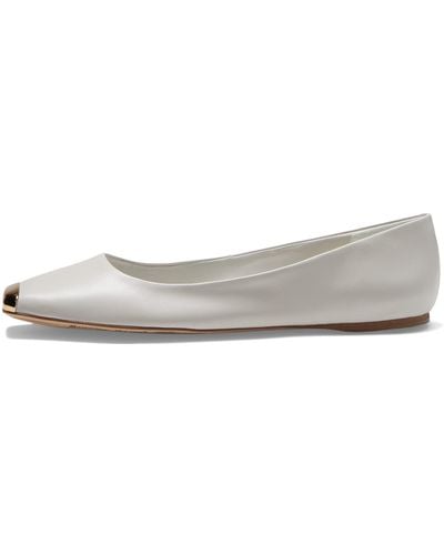 Franco Sarto Sarto S Flexa Amaya Square Toe Ballet Flat White Leather Gold Cap 6 M - Metallic