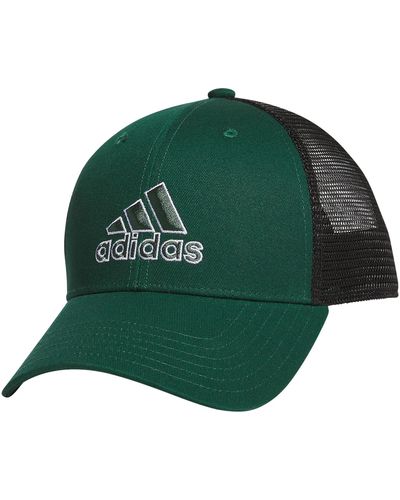 adidas Mesh Back Structured Low Crown Snapback Adjustable Fit Cap - Green