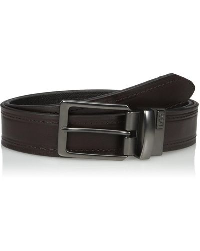 Lee Jeans Big And Tall Reversible Belt With Crease And Stitch Detail - Black