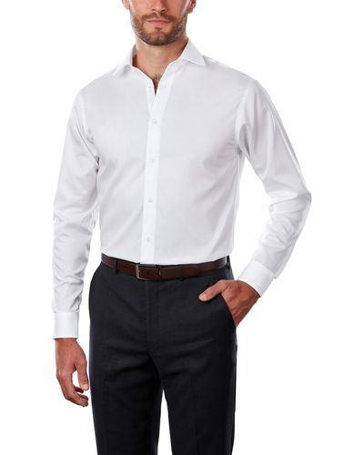 Calvin Klein Dress Shirt Regular Fit Non Iron Stretch Solid French Cuff - White