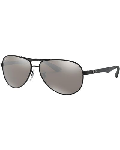 Ray-Ban Rb8313 Aviator Carbon Fiber Sunglasses, Shiny Black/polarized Gray Mirror, 58 Mm