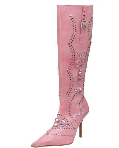 N.y.l.a. Jazzy Embellished Boot,pink,7.5 M