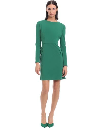 Donna Morgan Long Sleeve Sheath Dress With Flap Pockets At Side Hips - Green