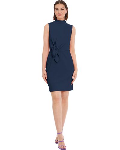 Donna Morgan Side Waist Twist Detail Dress Workwear Office Career Event Party Guest Of - Blue