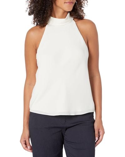 Theory Roll Neck Halter Top - White