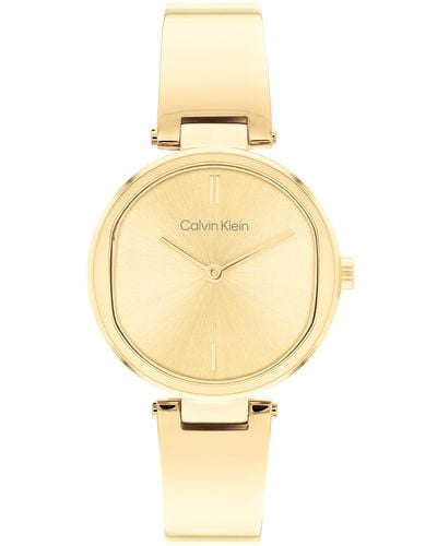Calvin Klein Quartz 25200309 Ionic Plated Thin Gold Steel And Bangle Bracelet Watch - Metallic