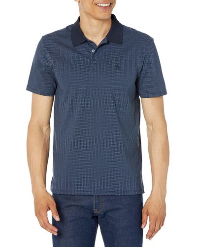 Calvin Klein Mini Geo Print Smooth Cotton Monogram Logo Polo Shirt - Blue