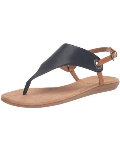 Aerosoles S In Conchlusion Flat Sandal Navy 9 Wide - Black