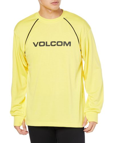 Volcom Waffle Backed Crew Snowboard Fleece Sweatshirt - Yellow