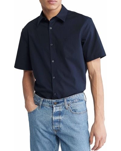 Calvin Klein Collared Slim Button-down Shirt - Blue