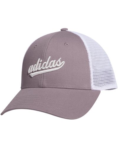 adidas Mesh Back Snapback Cap Adjustable Fit Trucker Hat - Purple