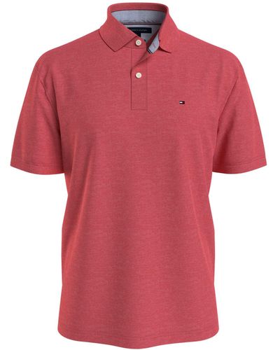 Tommy Hilfiger Tall Short Sleeve Polo Shirt In Regular Fit - Red