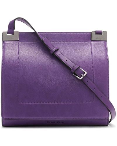 Calvin Klein Palm Organizational Flap Messenger - Purple