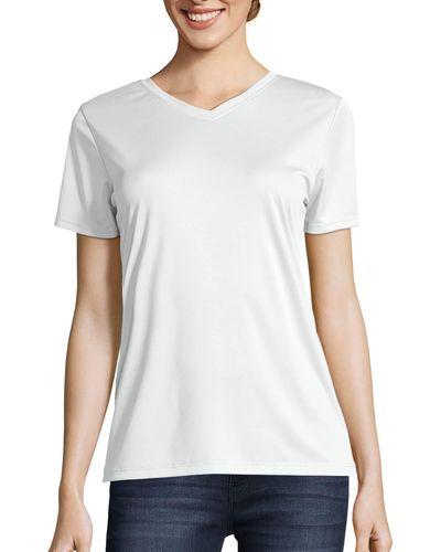 Hanes Cooldri Short Sleeve Performance V-neck T-shirt - White