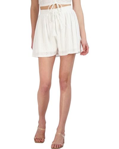 BCBGeneration High Relaxed Straight Fit Paperbag Waist Drawstring Flowy Short - White