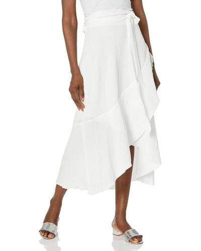 Anne Klein Cb Zip Ruffle Skirt - White