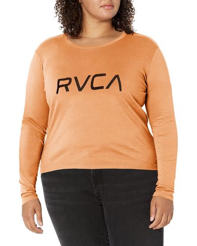 RVCA Red Stitch Long Sleeve Graphic Tee Shirt - Orange