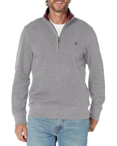 Brooks Brothers Ribbed French Terry Half-zip - Gray